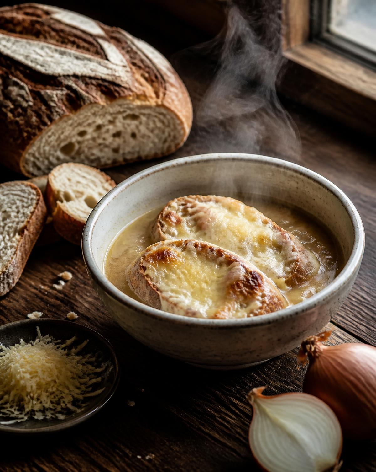 Soupe au Tsaplabou servie dans un bol de céramique